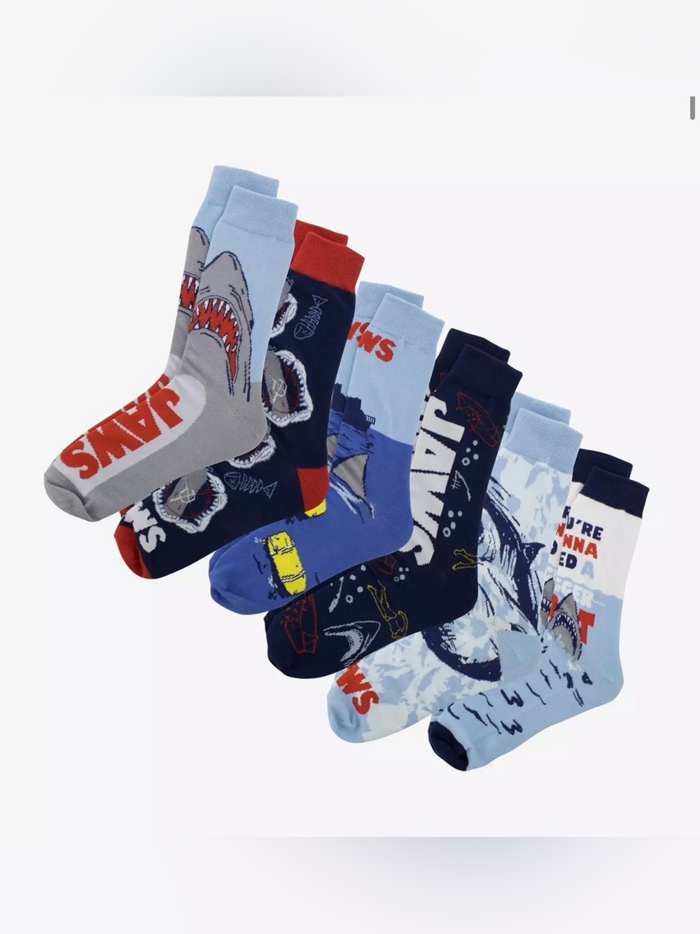 NWT Her Universe Universal Jaws 50th anniversary 6 pair crew socks set
